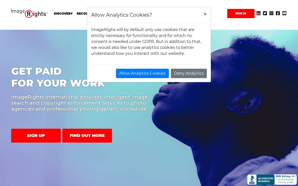 ImageRights International website preview