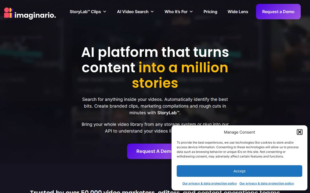 Imaginario.ai website preview
