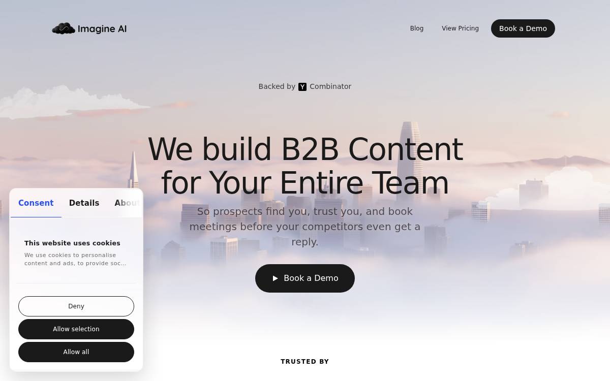 Imagine AI website preview
