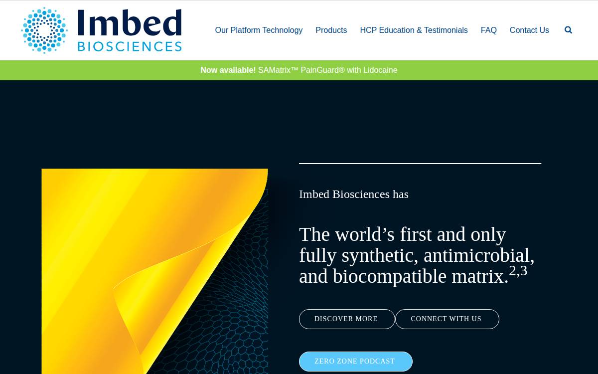 Imbed Biosciences website preview