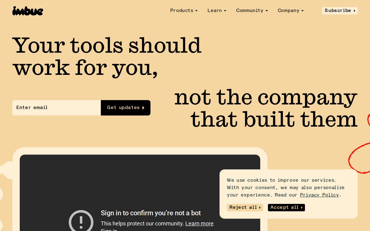 Imbue website preview