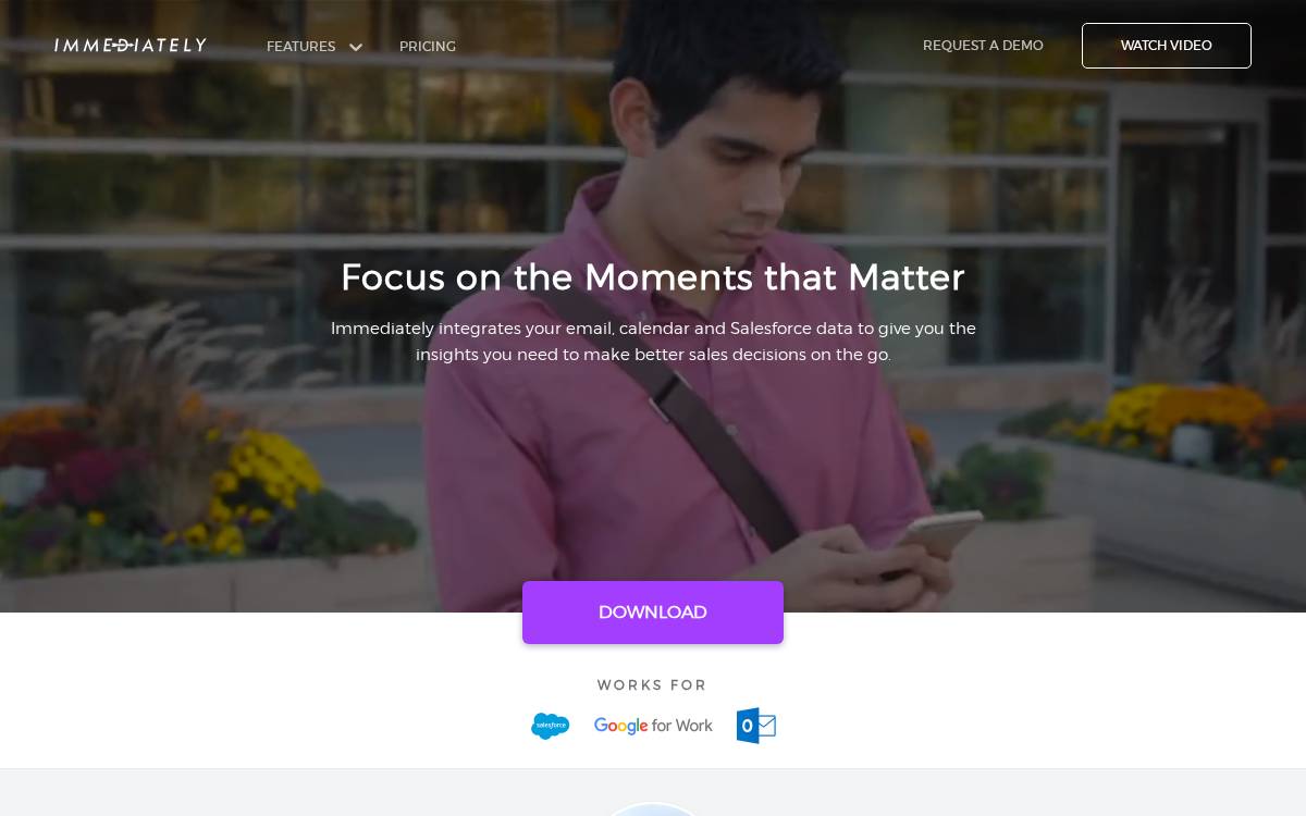 Immediately App website preview