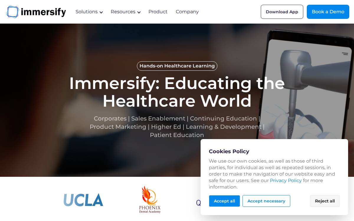 Immersify website preview