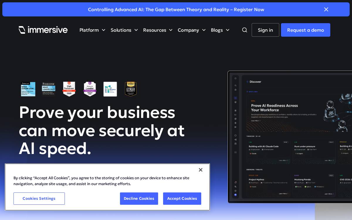 Immersive Labs website preview