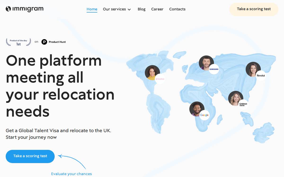 Immigram website preview