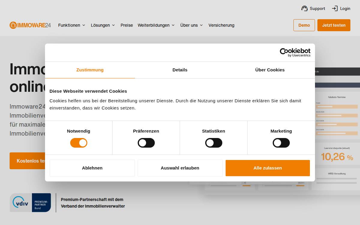 Immoware24 website preview
