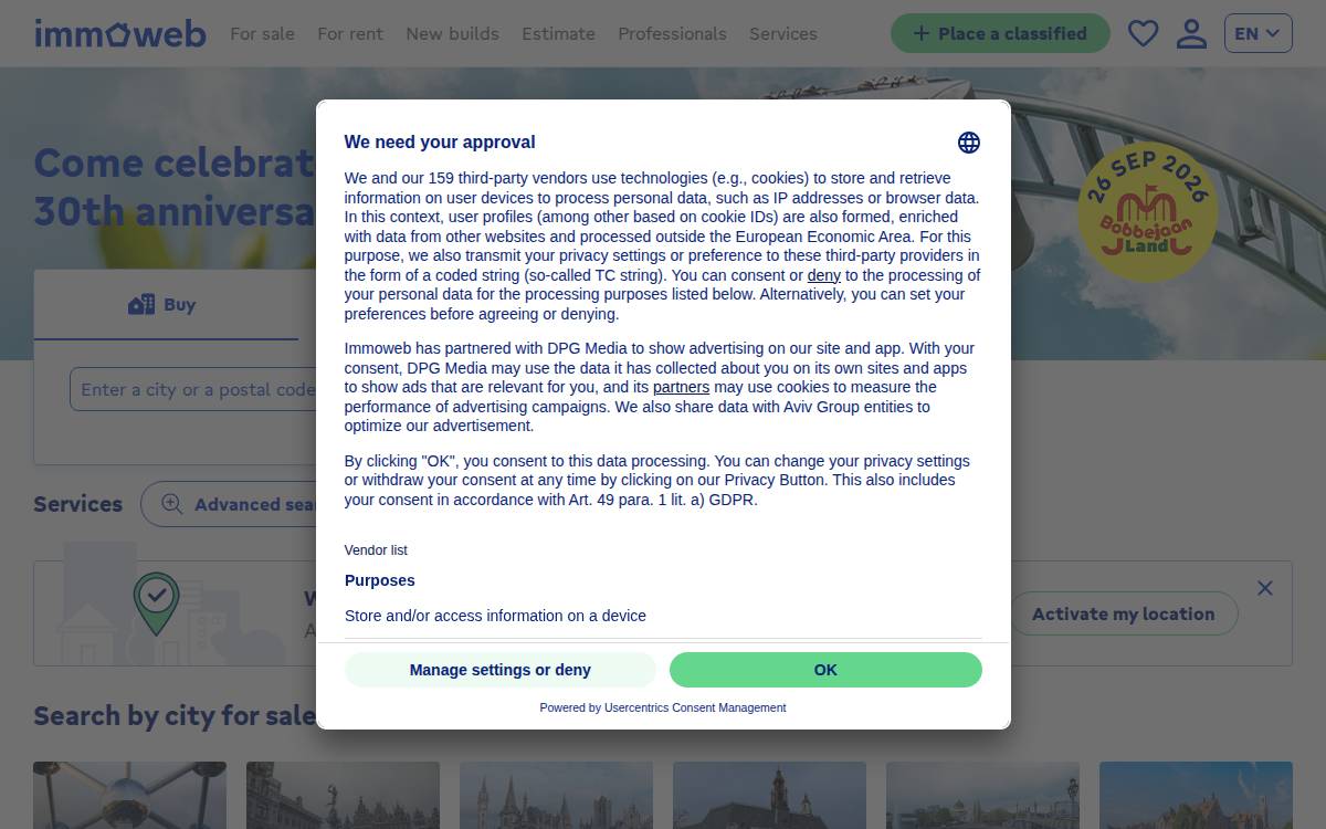Immoweb website preview