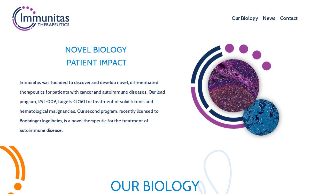 Immunitas Therapeutics website preview