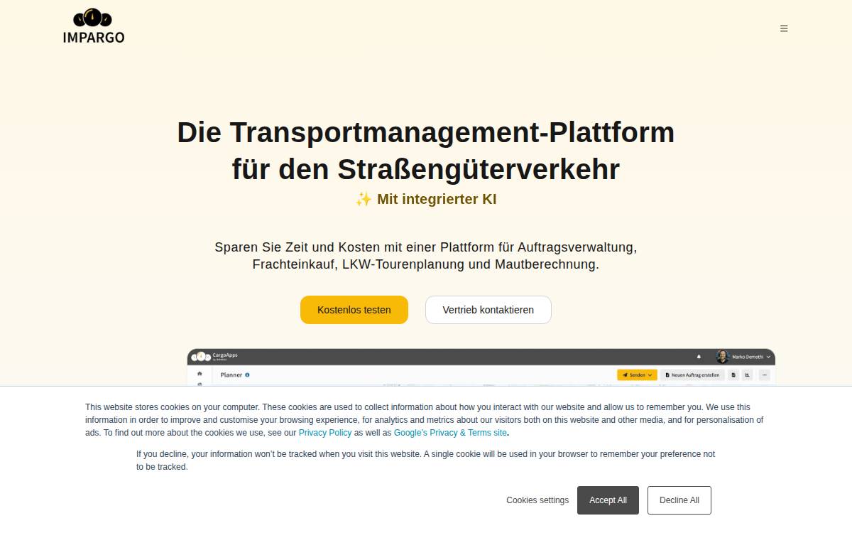 Impargo website preview