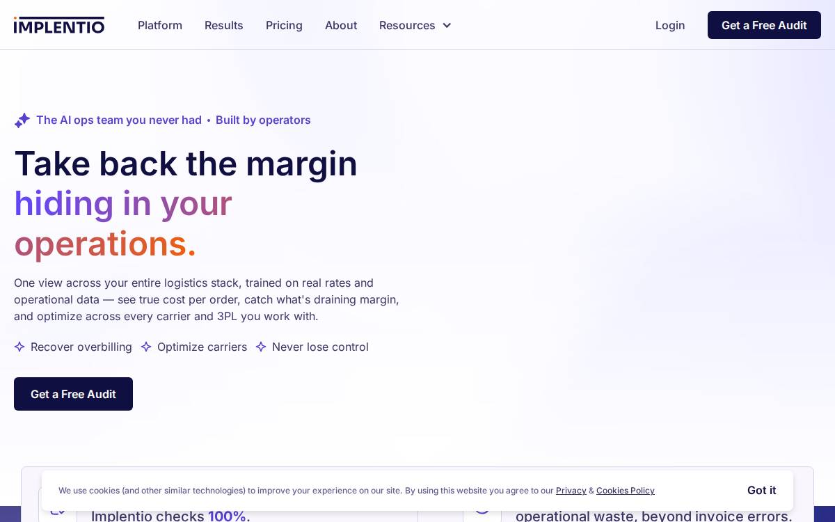 Implentio website preview