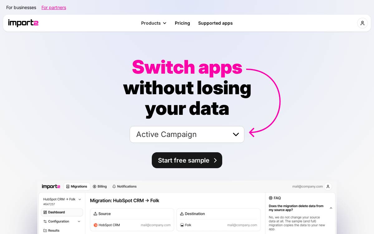 Import2 website preview