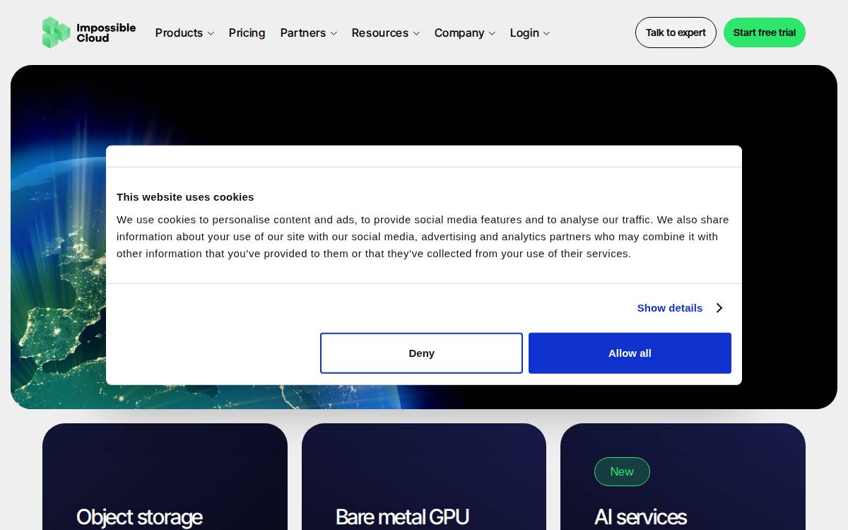 Impossible Cloud website preview