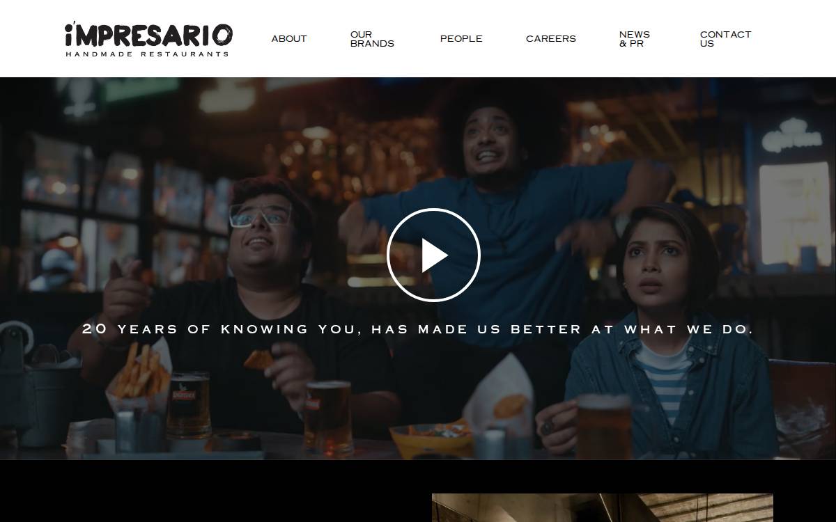 Impresario Handmade Restaurants website preview
