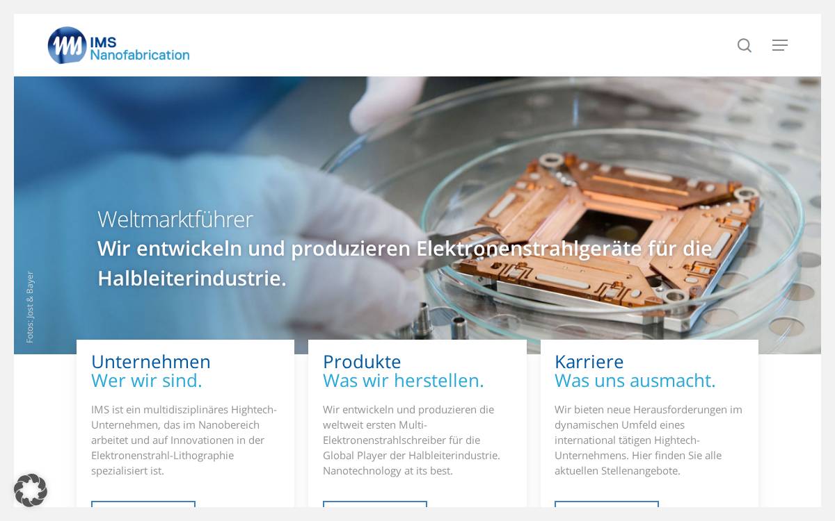 IMS Nanofabrication website preview