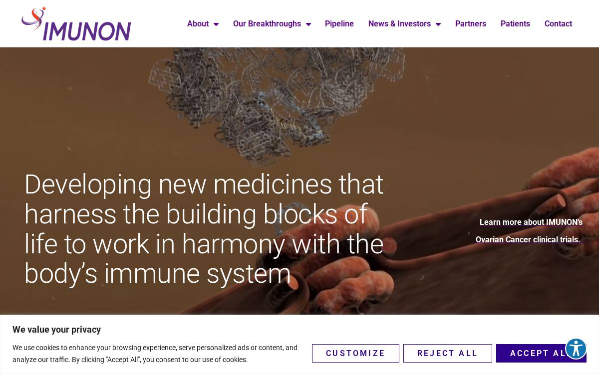 Imunon website preview