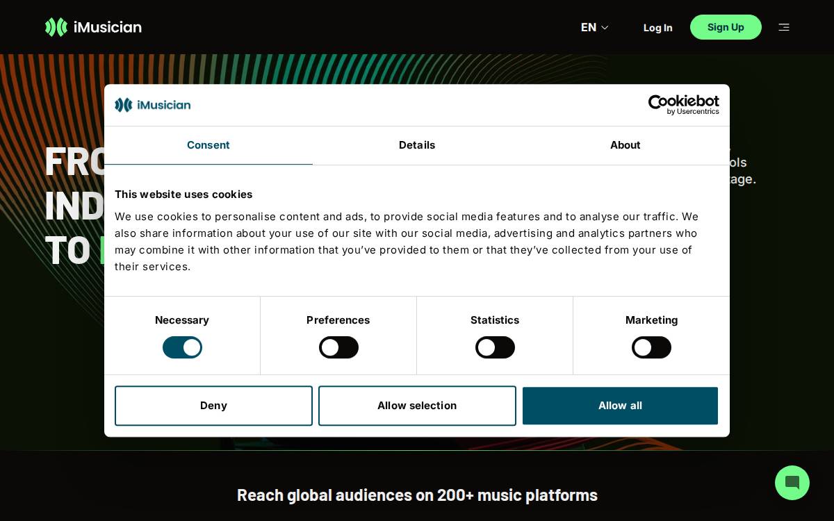 Imusician website preview