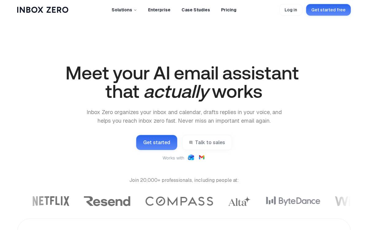 Inbox Zero website preview