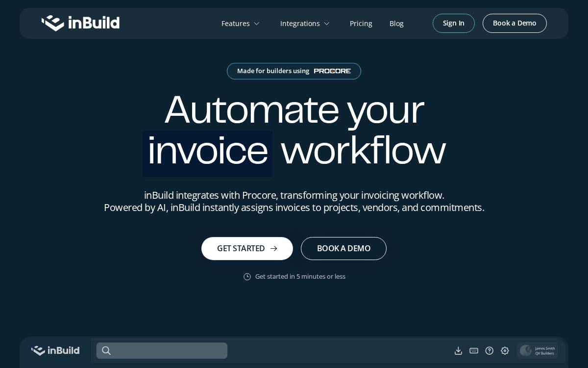 inBuild website preview