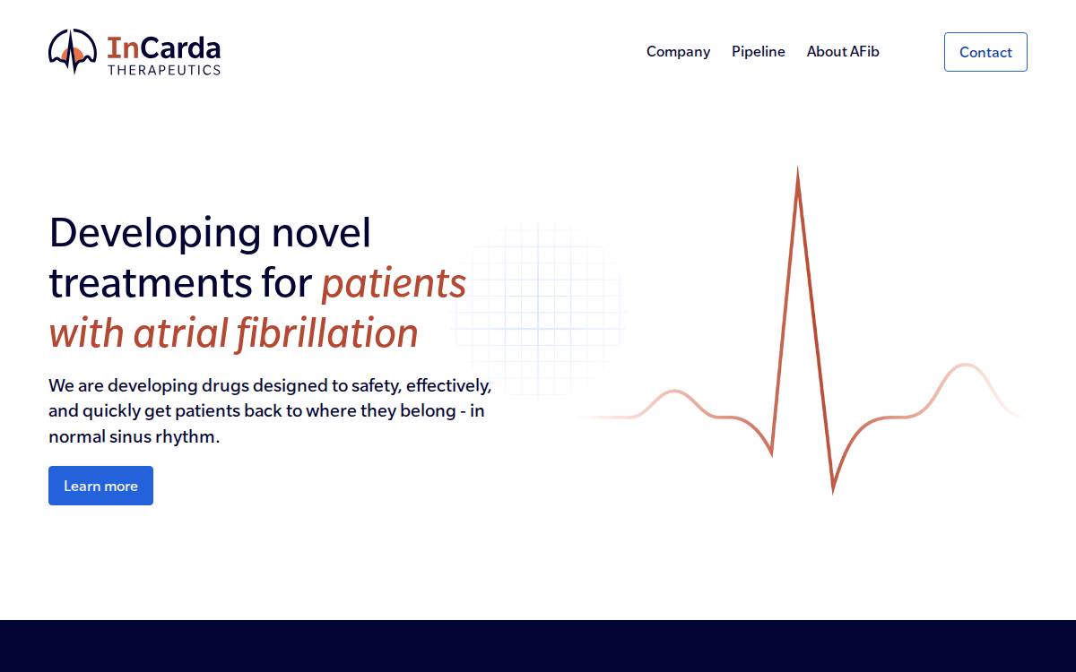 InCarda Therapeutics website preview