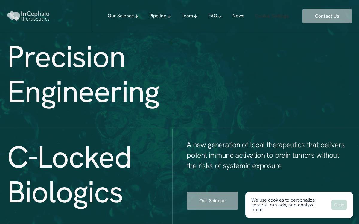 InCephalo Therapeutics website preview