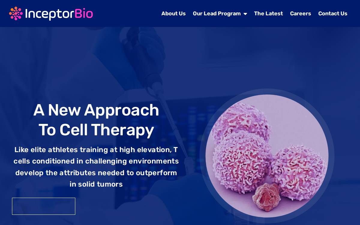 Inceptor Bio website preview
