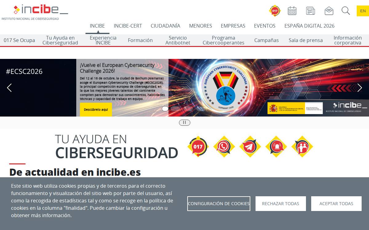 Incibe website preview