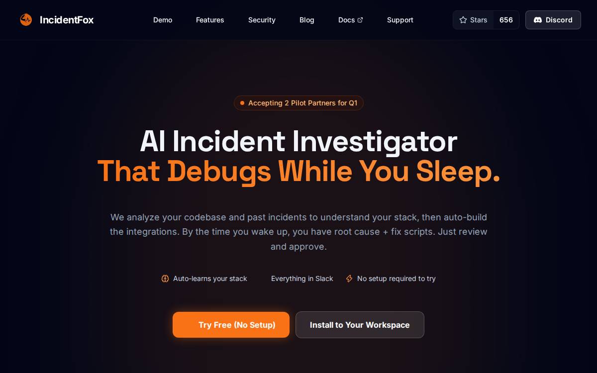 IncidentFox website preview