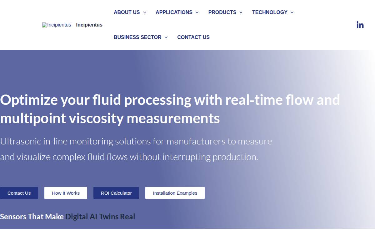 Incipientus Ultrasound Flow Technologies website preview