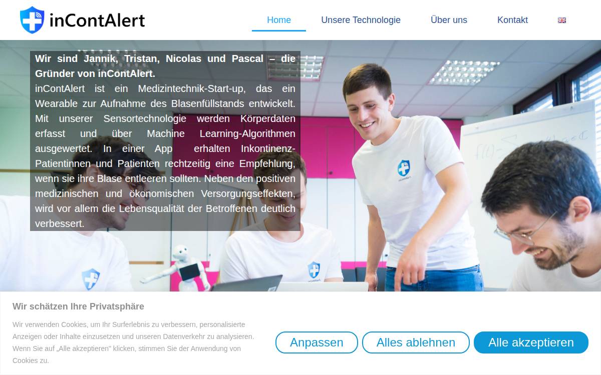 inContAlert website preview