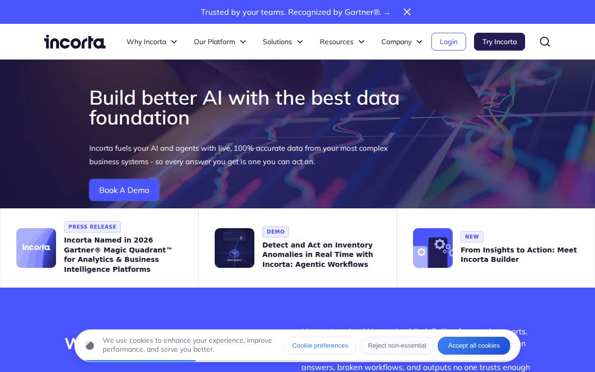 Incorta website preview