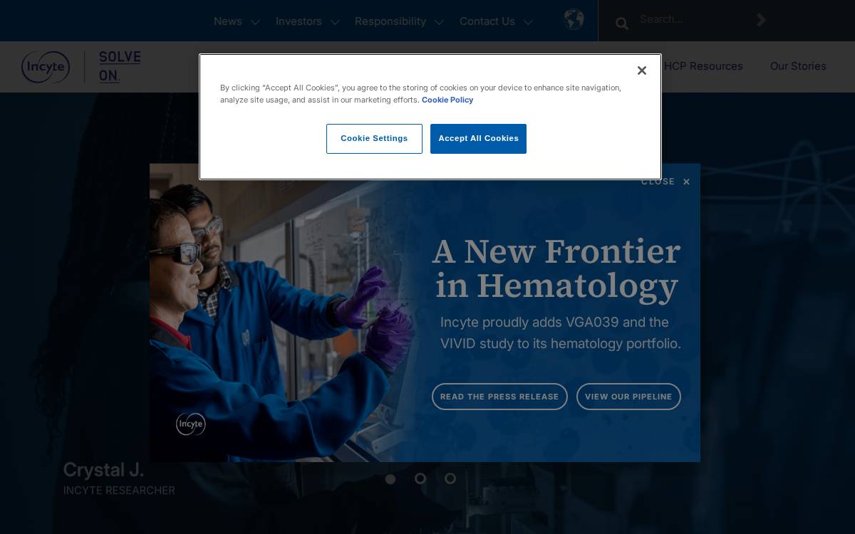 Incyte Corporation website preview
