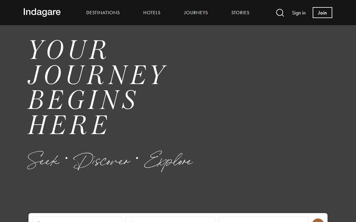 Indagare Travel website preview