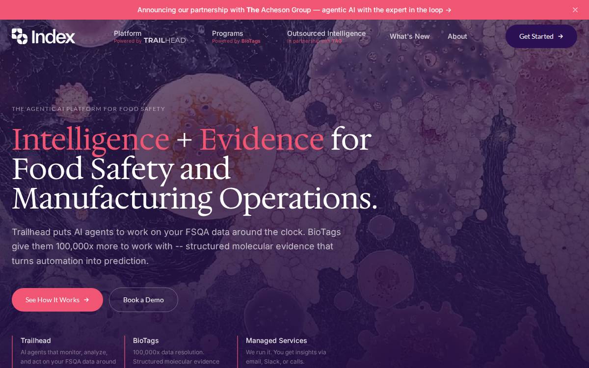 Index Biosystems website preview