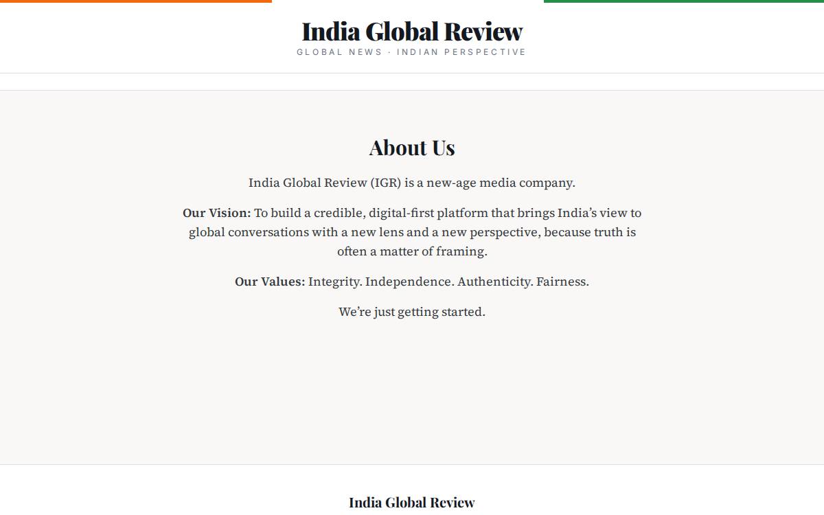 India Global Review website preview