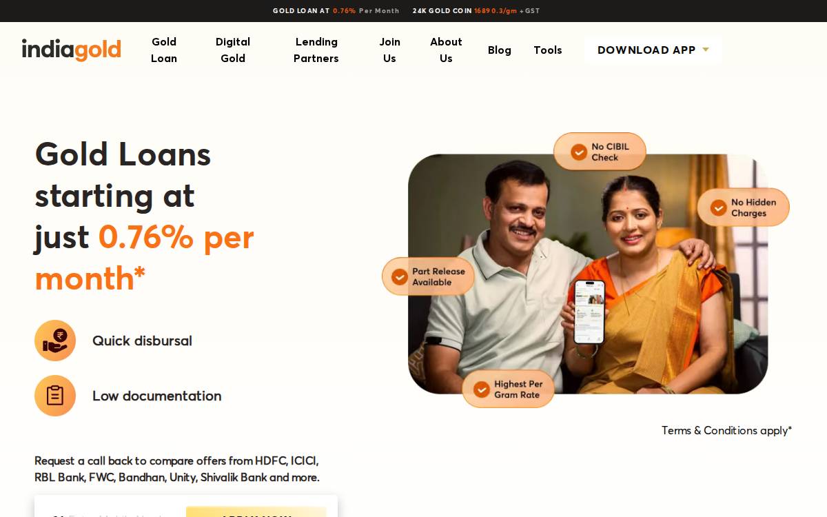 Indiagold FinTech website preview