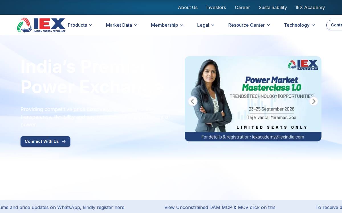 Indian Energy Exchange website preview