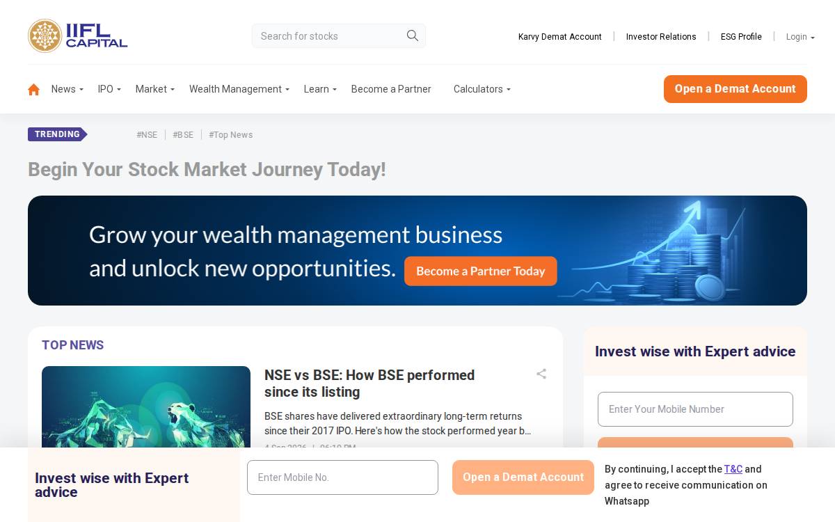 Indian Infoline website preview