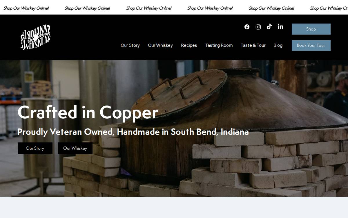 Indiana Whiskey website preview