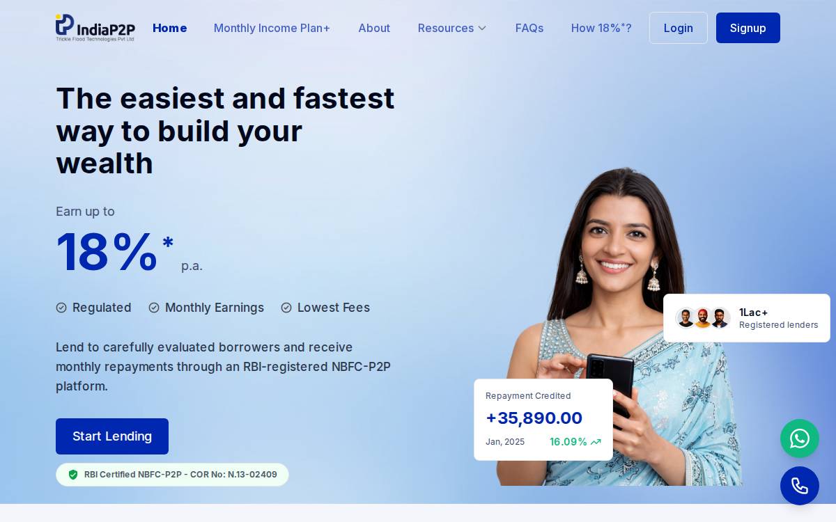 IndiaP2P website preview
