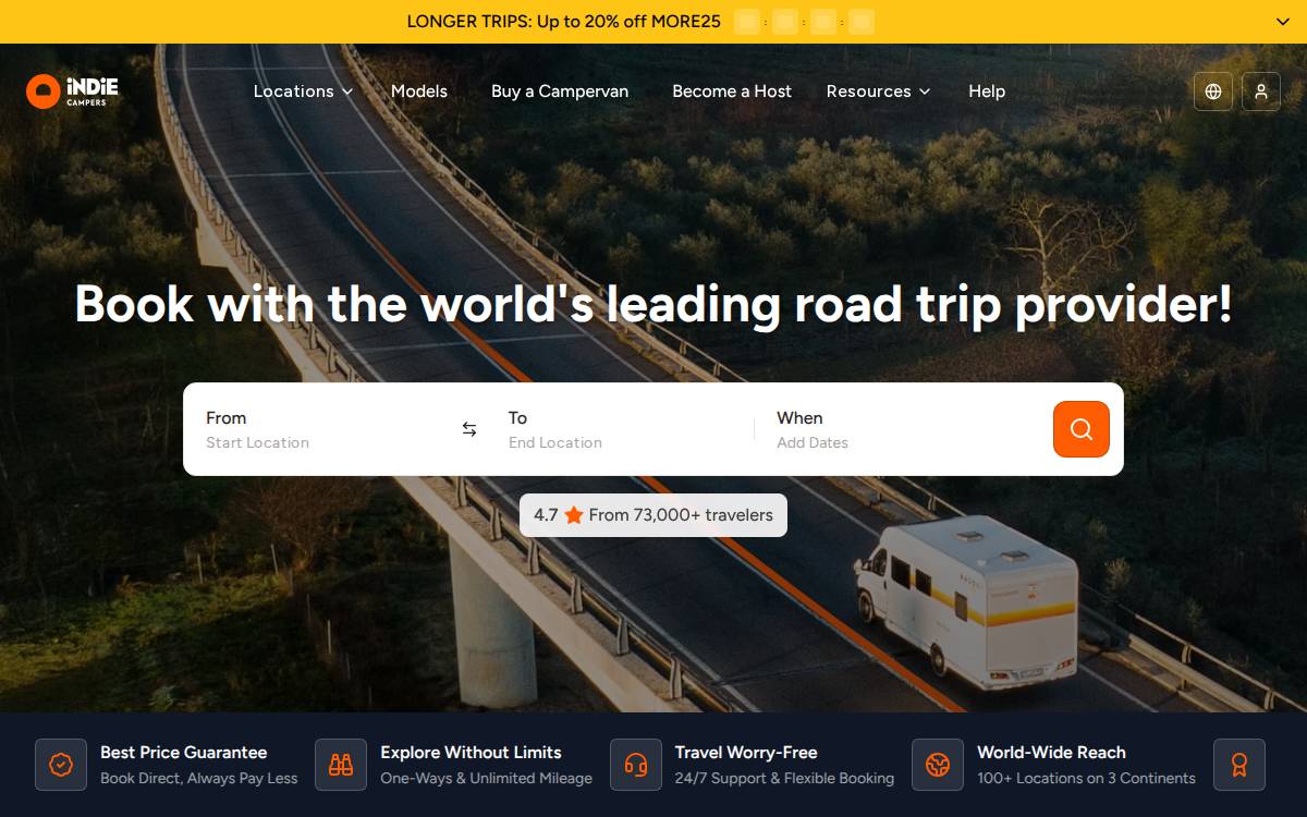 Indie Campers website preview