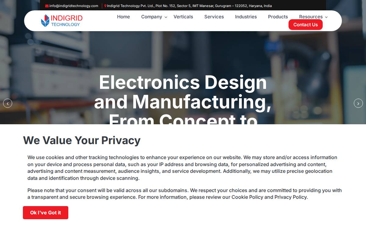 Indigrid website preview