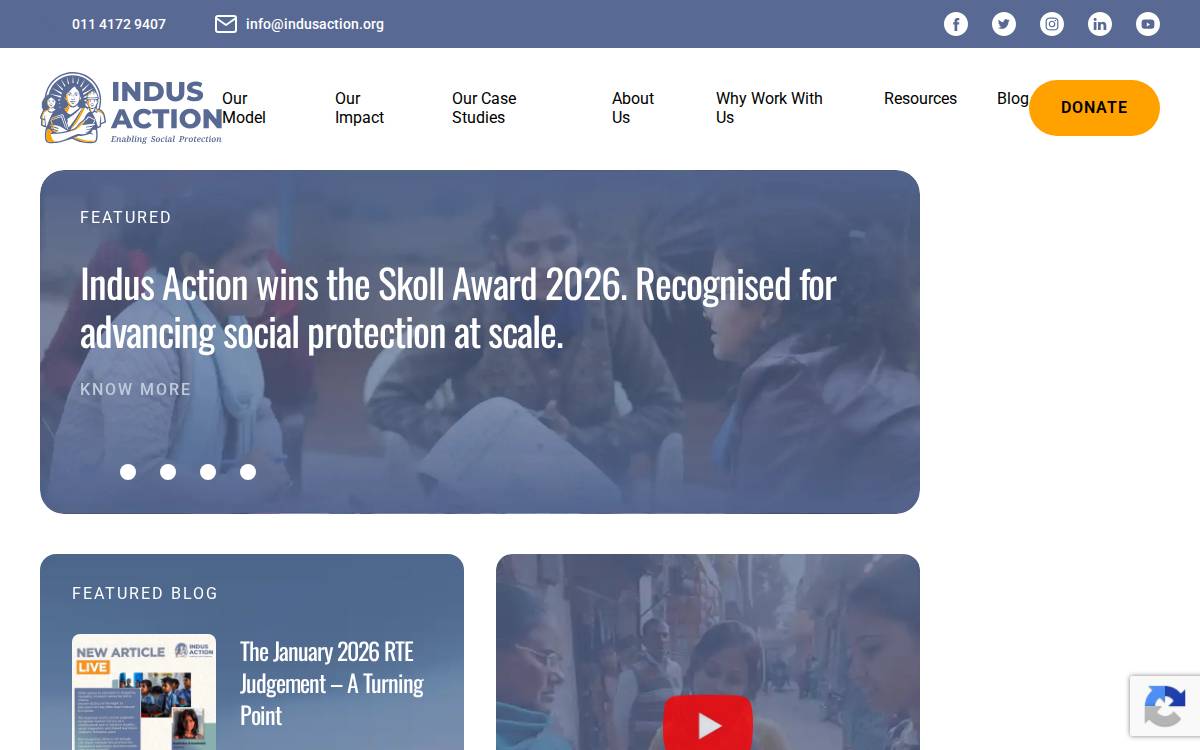 Indus Action website preview