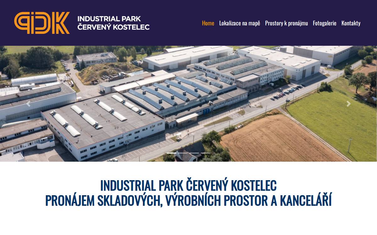 Industry Park Červený Kostelec website preview