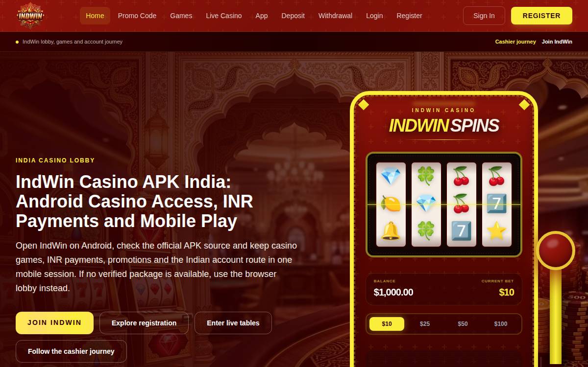 indwin casino website preview