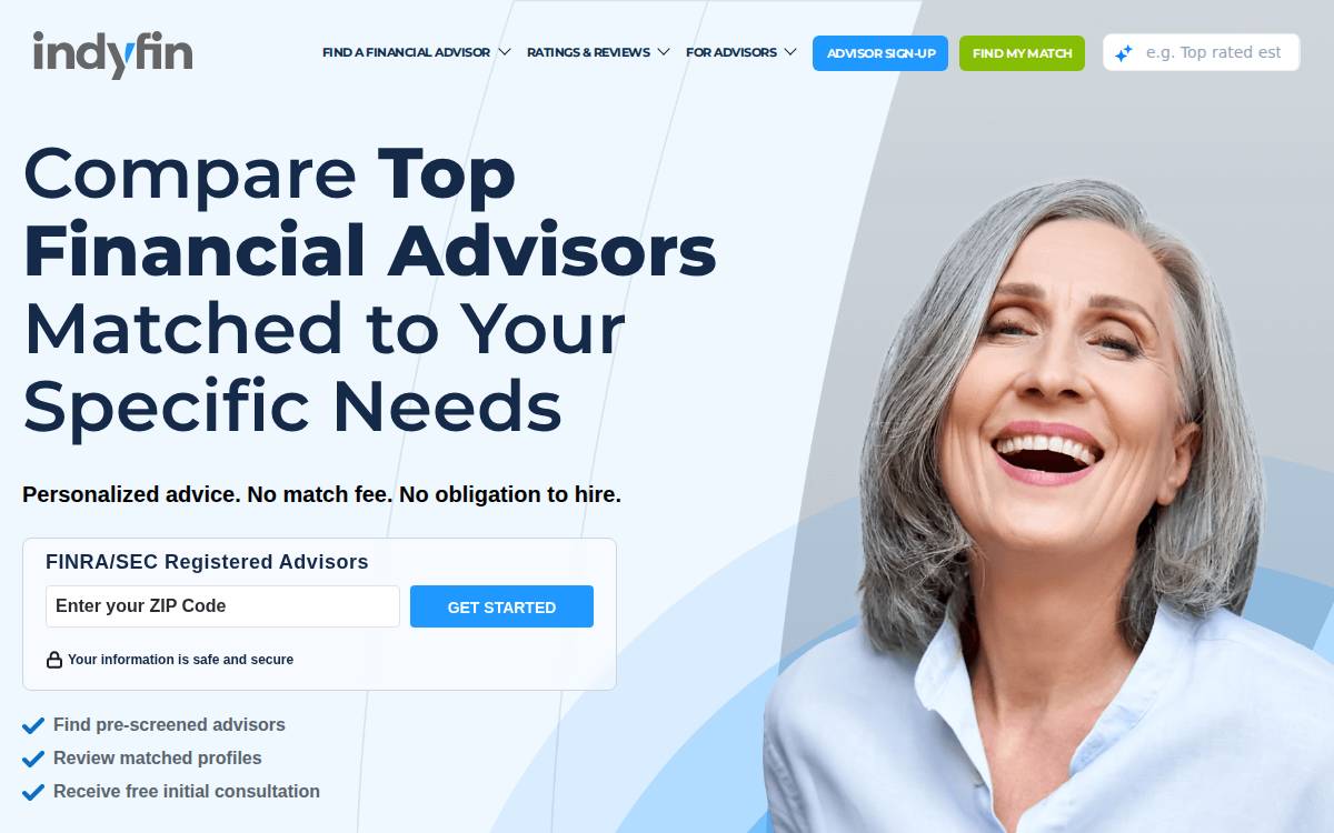 Indyfin website preview