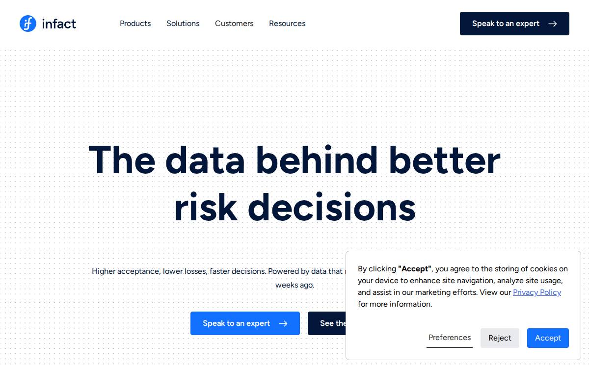 Infact website preview
