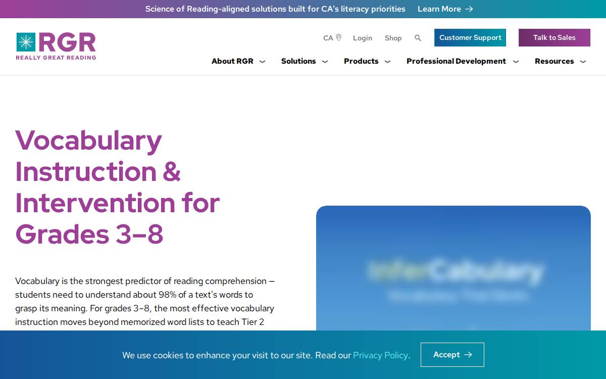 Infercabulary website preview