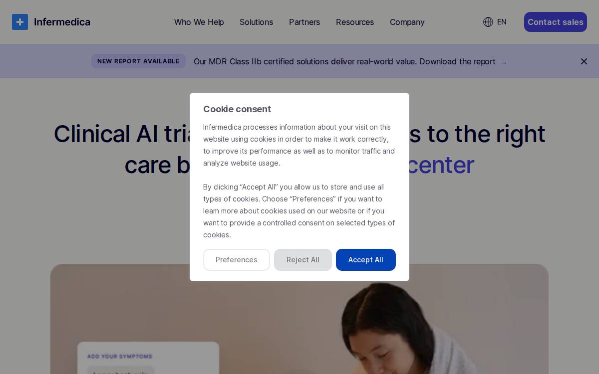 Infermedica website preview
