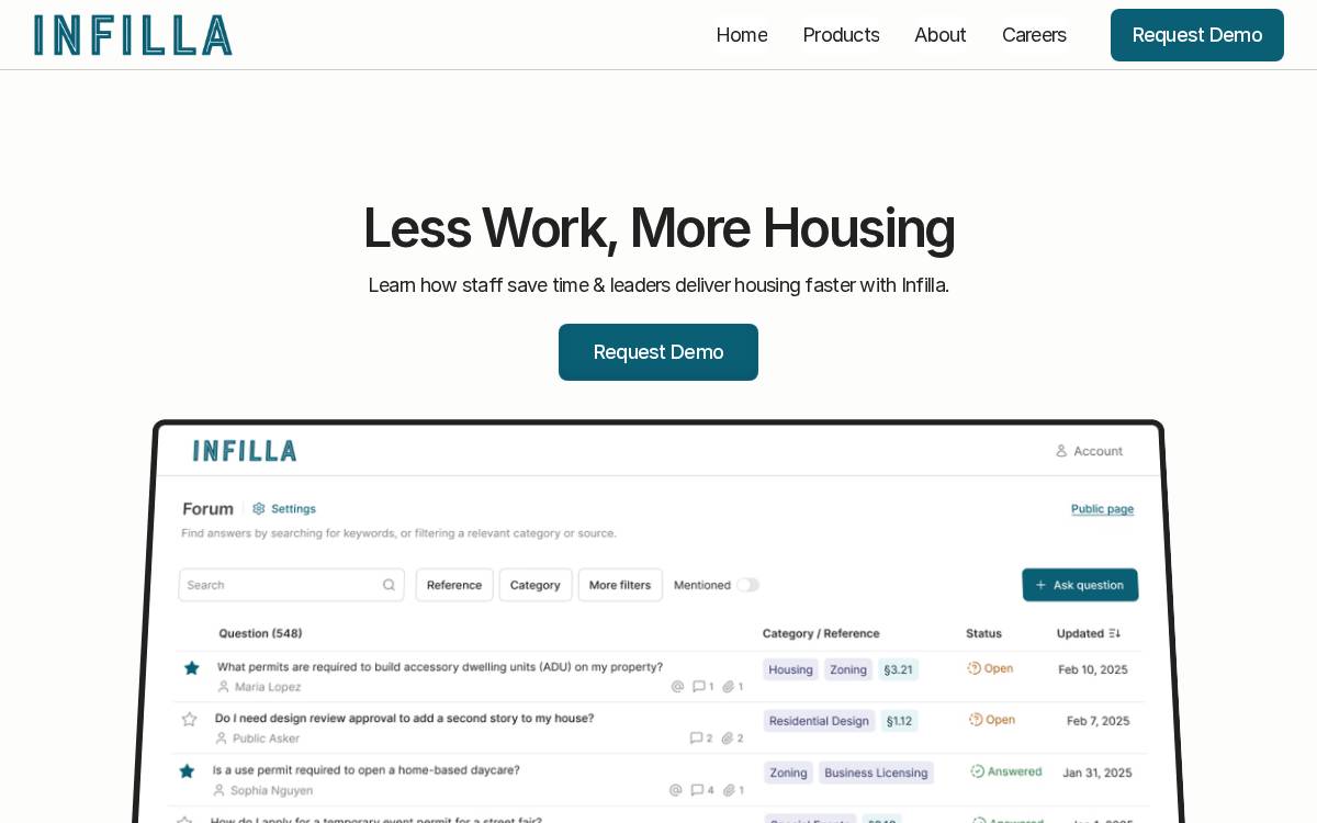 Infilla website preview