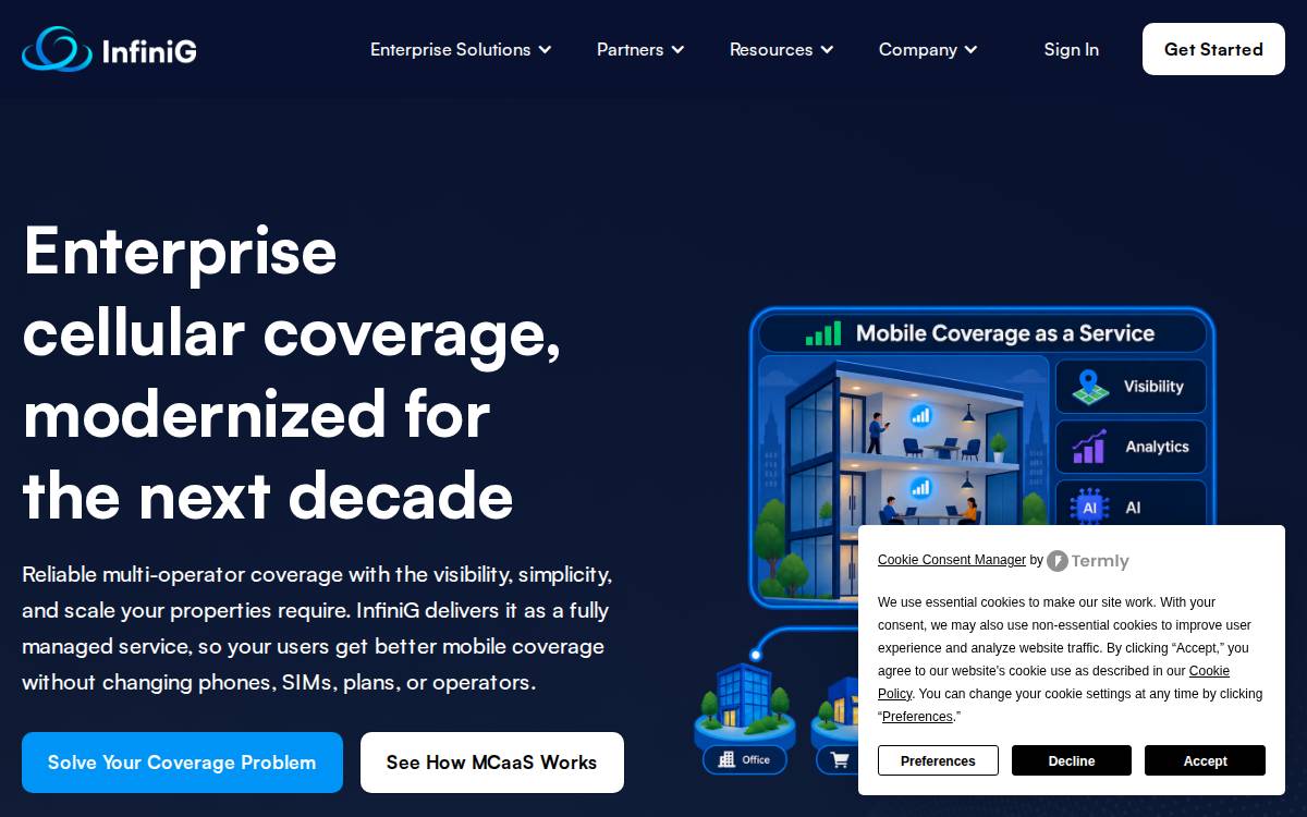 Infinig website preview
